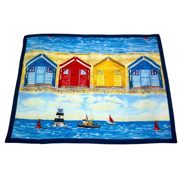 Four Handmade Placemats Lighthouses Nautical Beach Shacks - MULTICOLORED - Picture 2 of 6